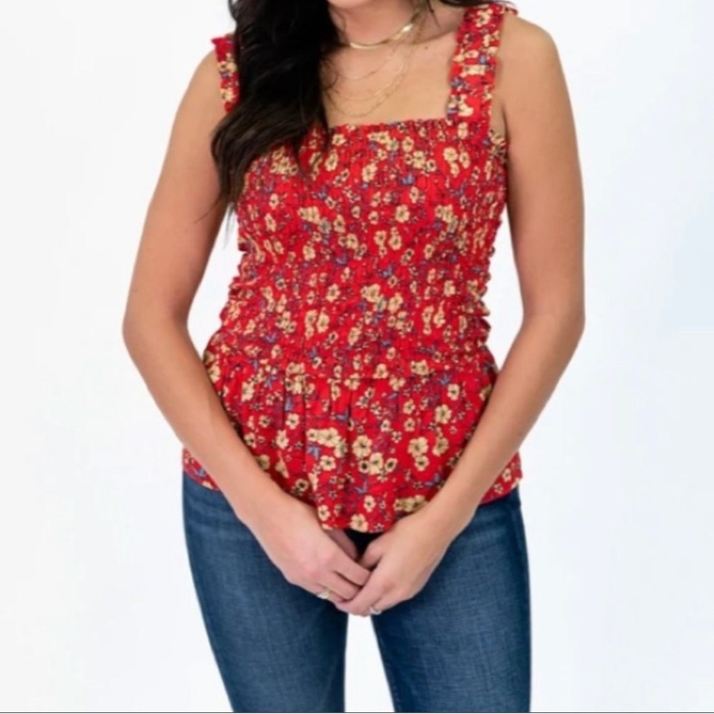 Amalli Talli smocked peplum flower top